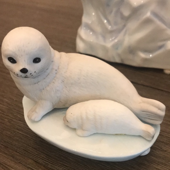 Rare OCI Omnibus Fitz & Floyd seal mother and pup on ice tea set pot sugar cream - Picture 6 of 16
